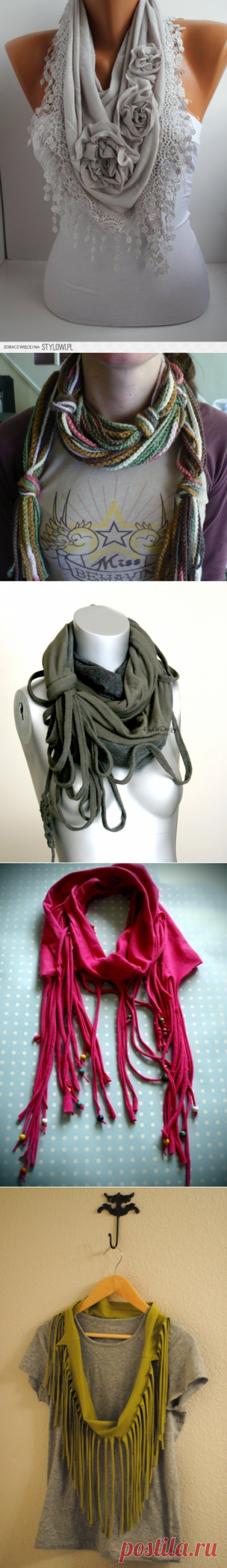 Удивительные шарфы и косынки из трикотажа — Рукоделие