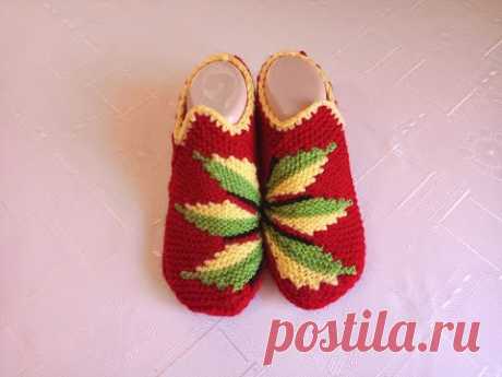 Плетени Терлици #72 - (Knitted Slippers) (Тапочки спицами) (Patik) (Pantufas passo a passo