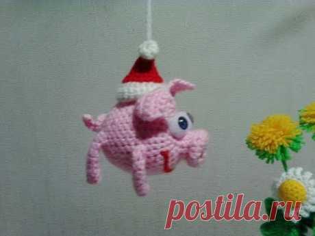 Брелок - поросенок Хрю! Keychain - piggy oink!  Amigurumi. Crochet.  Амигуруми. Игрушки крючком.