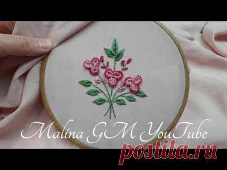 Cast-on stitch flower Dimensional Embroidery Viola flower