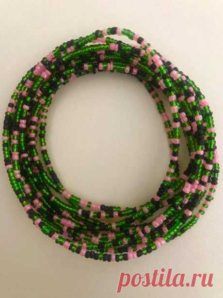 Черный розовый и зеленый смесь африканской талии бусы ручной | Etsy