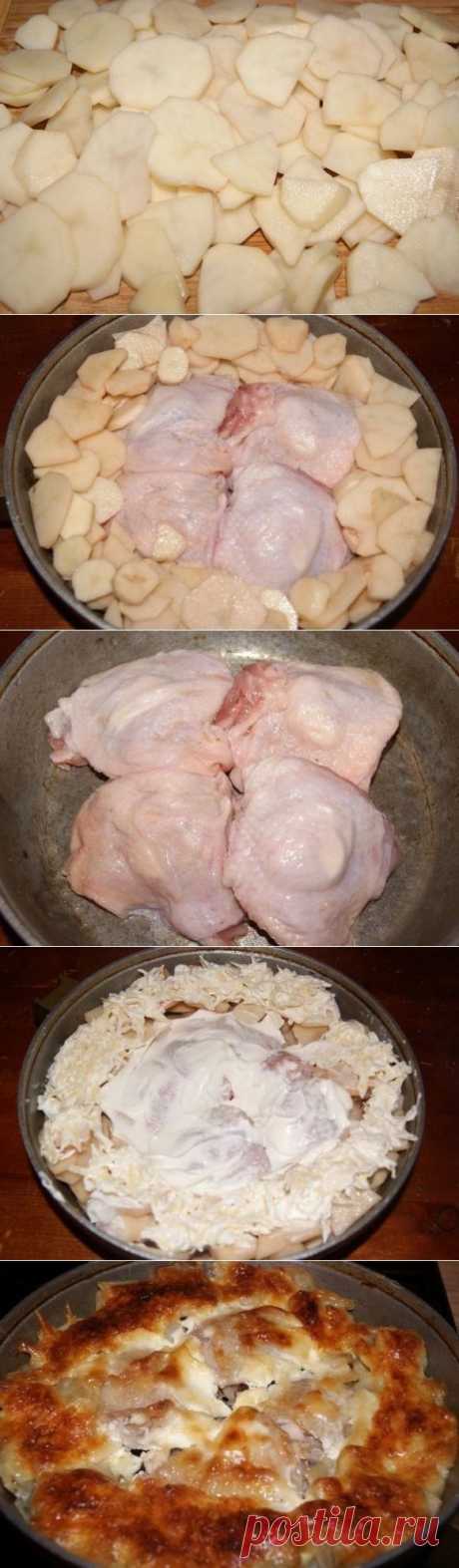 Как приготовить куриные бедра в картофельном кольце - рецепт, ингридиенты и фотографии