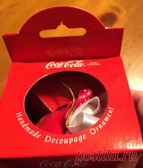 NEW Christmas Ornament COCA COLA BALL 1993 ENESCO Handmade Decoupage Red 45544142601 | eBay