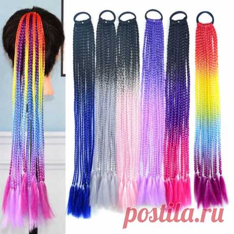 Halloween colored dirty braids high temperature fiber crochet small hair braids ponytail hair extensions Sale - Banggood.com