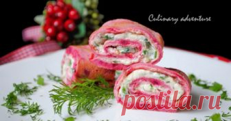 Палачинки с цвекло и крем сирене за Коледа / Christmas beetroot rolls