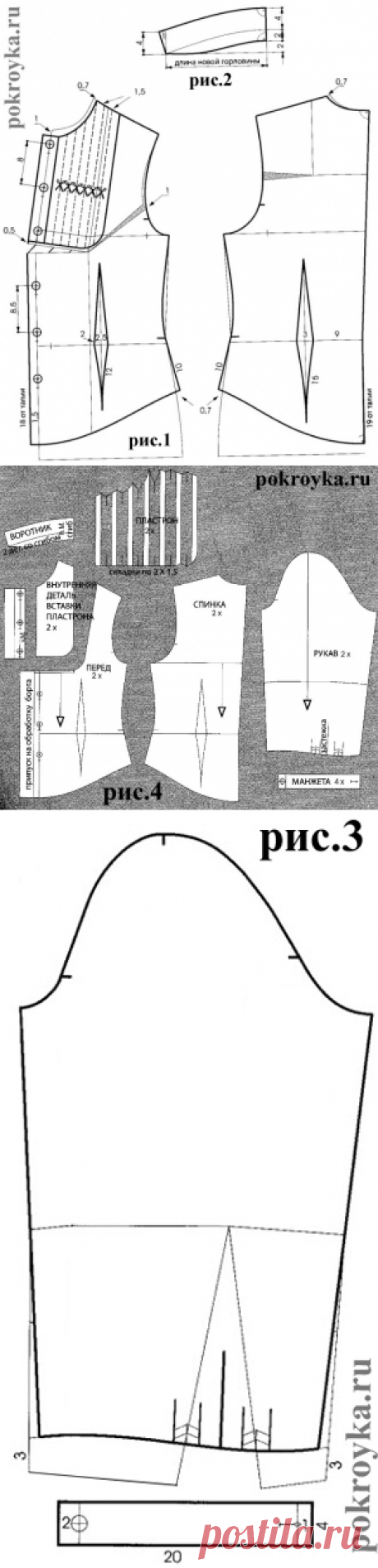 Выкройка блузки со вставкой-пластроном | | pokroyka.ru-уроки кроя и шитья