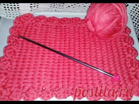 TAPETE COM FIO DE MALHA EM CROCHE TUNISIANO FACIL ( DIY )