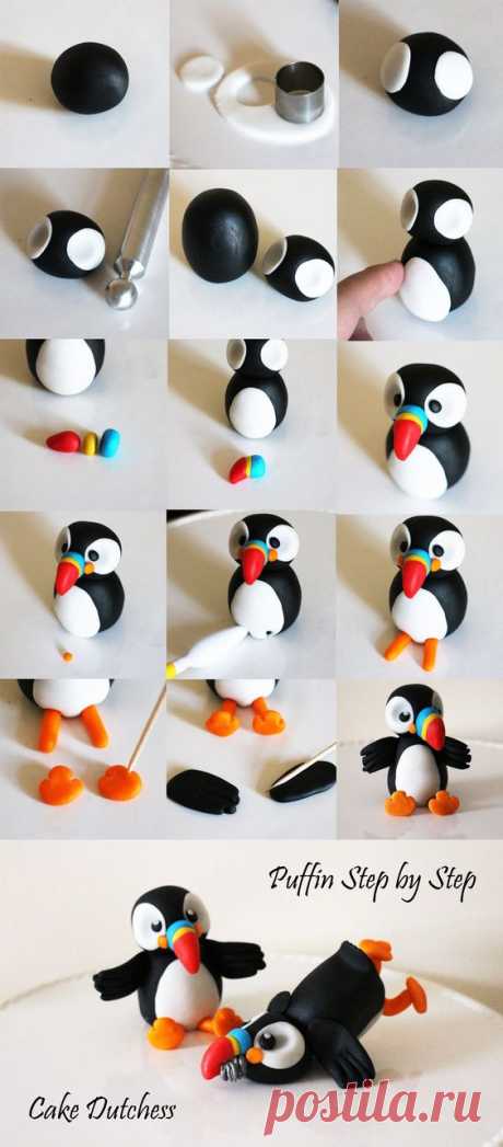 Puffin step by step by Cake Dutchess | Baking, Fondant Decorations Ideas for (Cup) Cakes.