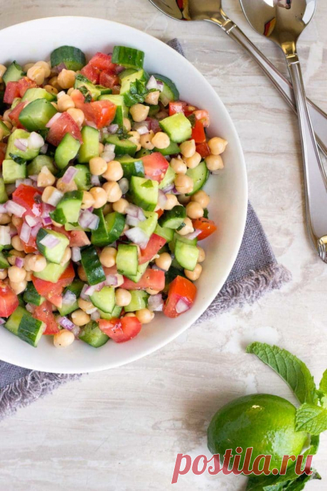 Shirazi Salad with Chickpeas - Kevin Is Cooking