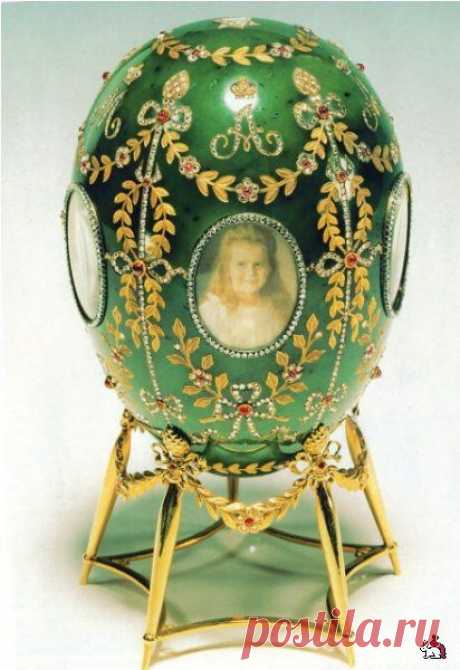 The 'Aleksandr Palace' Faberge Egg ~ made in 1908 for Nicholas II as a gift to his wife. It contains five portraits of Czar Nicholas children. Inside the egg is a tiny detailed replica of Aleksandr Palace ~ the Imperial family's favorite residence. The inscription &quot;The Palace at Czarskoye Selo&quot; enclosed in a laurel wreath, is engraved on the base. In 1917 the egg was transferred to the Moscow Kremlin Armoury where it remains today.: Discover and save creative ideas
