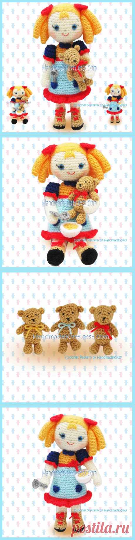Златовласка и три маленьких медведей Амигуруми по handmadekitty