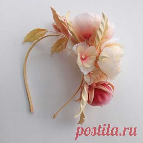 Ободок ручной работы из ткани, обтянут шелковой лентой, сделан на заказ для маленькой девочки. #укра - silk_floristry