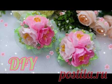 DIY / Самые нежные розовые букетики"🥰💐💕 / Цветы из лент /Flowers from ribbons