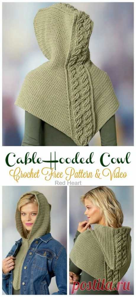 Cable Hooded Cowl Crochet Free Pattern