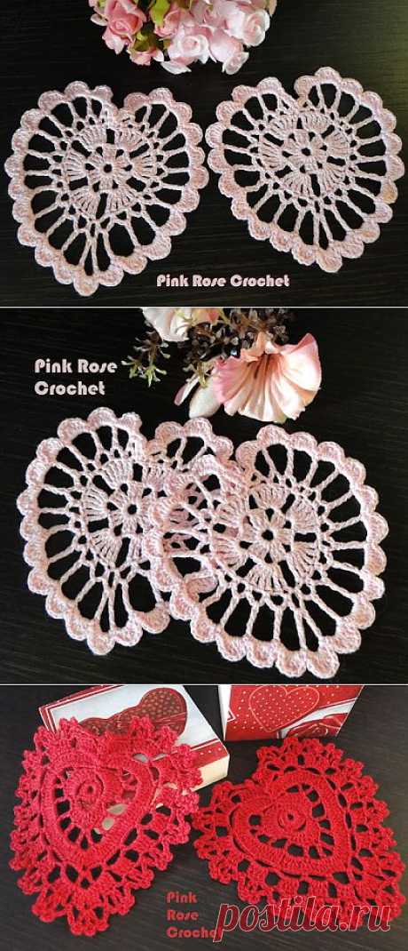 \ PINK ROSE CROCHET /: Coração Rosa - Centrinhos de Crochê