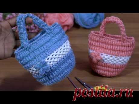 Wow! Super👌easy crochet knitting mini purse 👛#tığ işi örgü mini çanta #woollen craft #tunusişi #knit