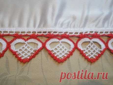 Кайма "СЕРДЦЕ" Вязание крючком Bordure "Heart" Crochet