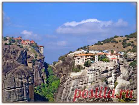 Greece. Meteora. # # # Travel landscape Greece #
Meteora is one of the most spectacular sights in Greece. The name of this place received from the Greek. &quot;Meteor» (Μετέωρα), which literally means &quot;hanging in the air&quot;, which perfectly describes these six remarkable Greek Orthodox monasteries. Sandy peak was first mastered the Byzantine hermits in the 11th century, which climbed to the top of the cliff to be alone with God