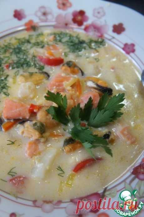 Сырный суп с сёмгой и мидиями – кулинарный рецепт