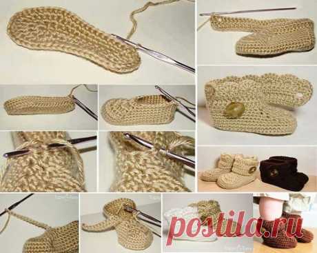 Crochet Baby Booties with step by step. Beautiful - Crochet Designs Free