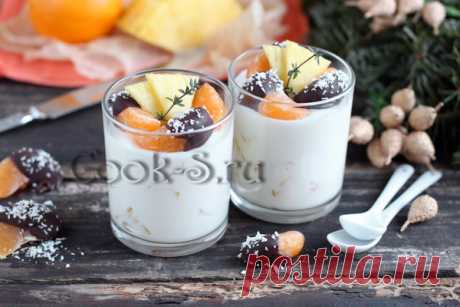 Творожный десерт с фруктами и желатином - Пошаговый рецепт с фото | Десерты