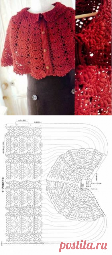 Ажурная пелерина большого размера - Вязание на 56 размер - Вязание на полных - Последние схемы и модели для крючка и спиц - Вязание для души