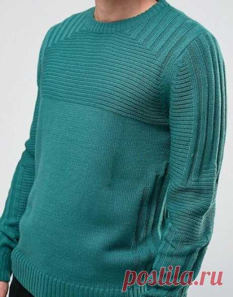 Актуальный лаконичный свитер в ярком цвете. Схемы, выкройка и описание | Вязание спицами для мужчин | Яндекс Дзен
