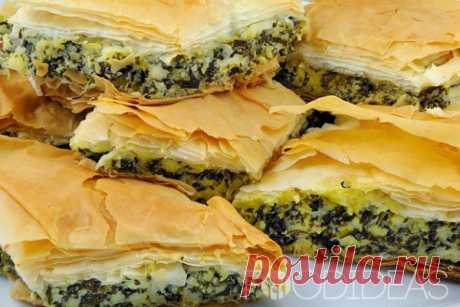 Греческий пирог со шпинатом - рецепт приготовления с фото
