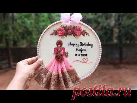 Happy Birthday Girl Embroidery Hoop with Free Pattern ❤️ Hair Embroidery for Beginners / Gossamer