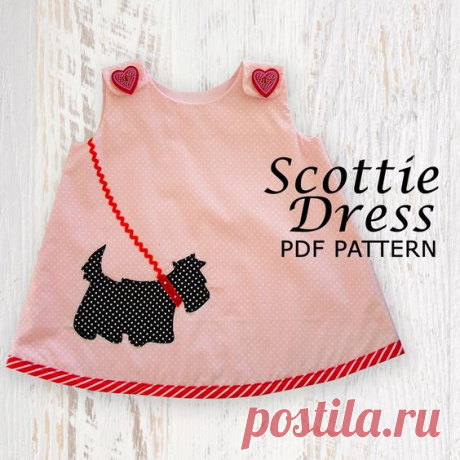 Reversible dress pattern, Childrens sewing pattern PDF, girls dress pattern, girls clothing pattern, sewing pattern for kids, SCOTTIE