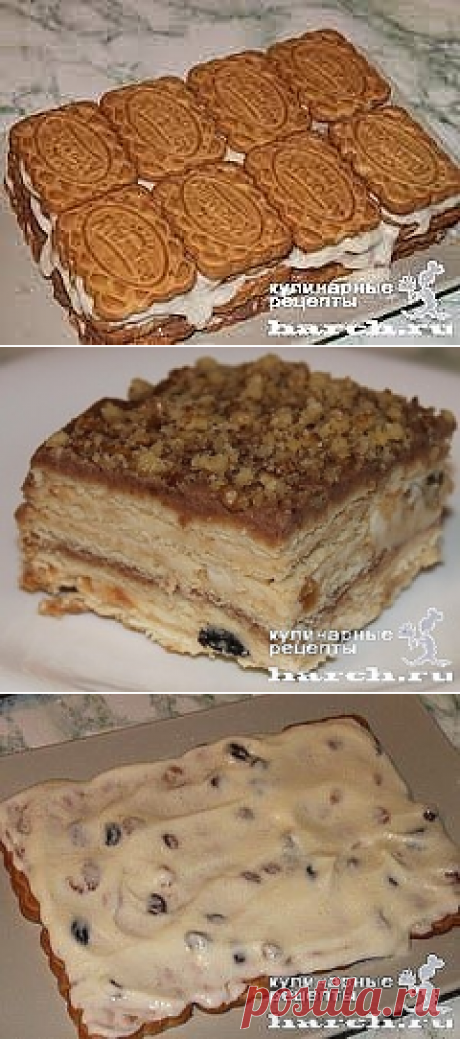 Торт без выпечки из печенья с творогом «Семейный»
