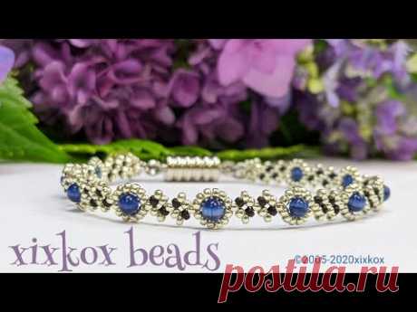 【DIY】xixkox beads ◐キャッツアイのブレスレット ビーズステッチ beaded jewelry