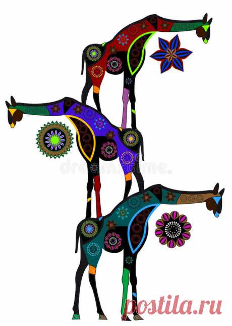 Ethnic circus stock vector. Illustration of mosaic, performance - 17435999 Illustration about Giraffes in ethnic style with a white background. Illustration of mosaic, performance, giraffes - 17435999