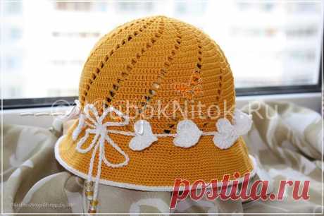 Шляпка-панамка | Вязание для девочек | Вязание спицами и крючком. Схемы вязания.