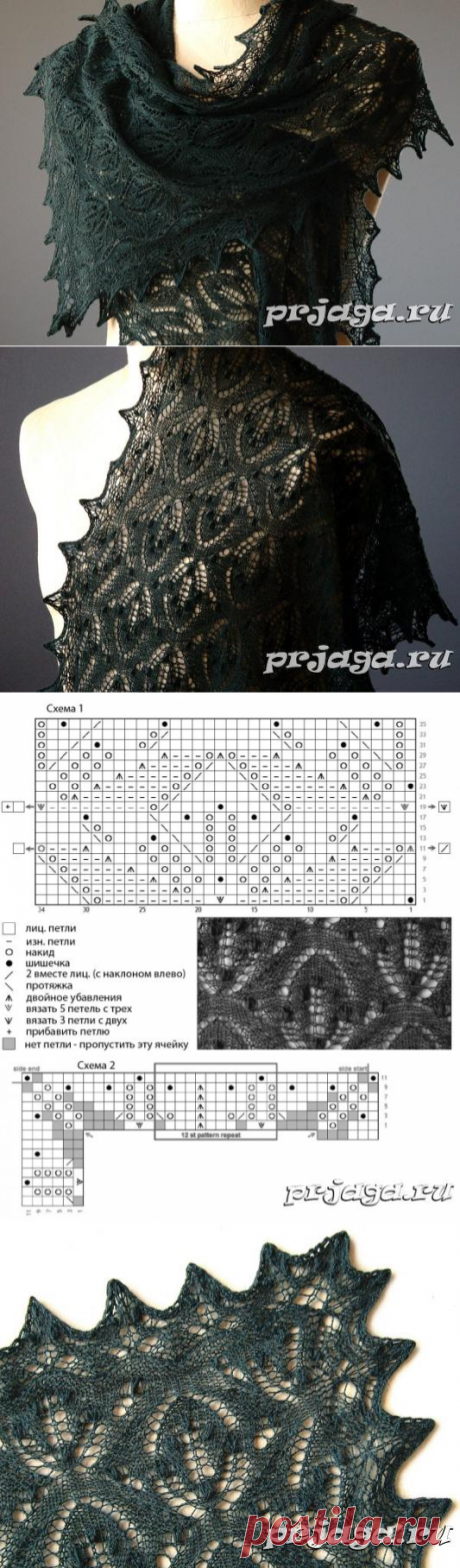 Шаль – палантин «Мистический лес» спицами