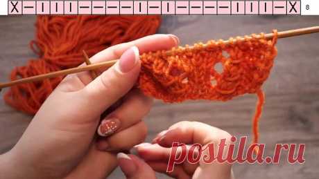 Узор «Ажурные сердечки» спицами 🧡 «Hearts» knitting pattern