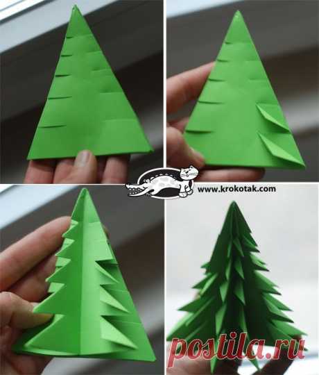 Simple origami Christmas trees