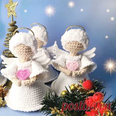 PDF Ангел крючком. FREE crochet pattern; Аmigurumi doll patterns. Амигуруми схемы и описания на русском. Вязаные игрушки и поделки своими руками #amimore - ангел, маленький ангелок, ангелочек, кукла, куколка, девочка, украшение.