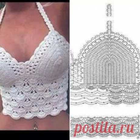 (233) These #crochet bikini tops are so cute! Start the symbol chart at the bottom right edge where you see chain stitches. | crochet items