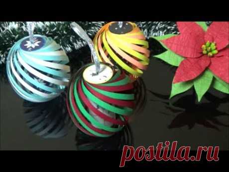 （画用紙）クリスマスの飾り　トイレットペーパーの芯で卵の形の可愛いボールの作り方【DIY】(Drawing paper)Christmas decoration　Egg shaped balls