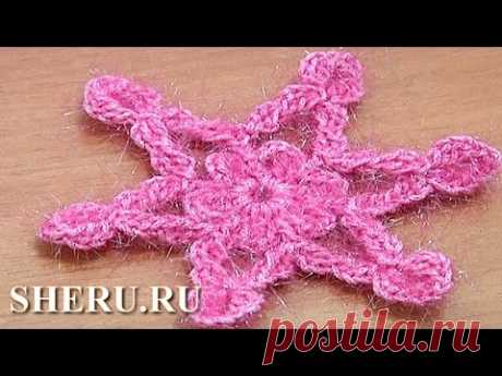 Crochet Snowflake Tutorial 5 часть 2 из 2 Вязать крючком элементы