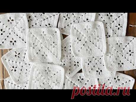 Бабушкин квадрат крючком Мастер-класс + схема. Granny Square Crochet Pattern Tutorial + Chart