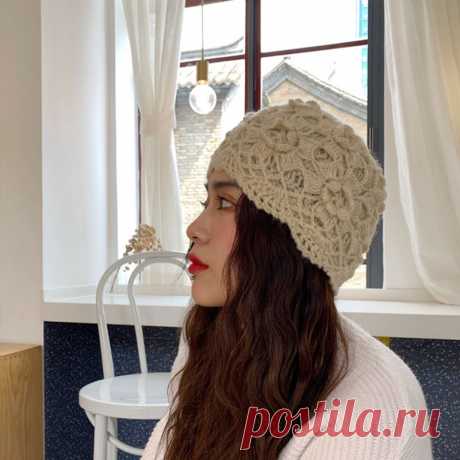 Retro Literary Casual Turban Hat Hand-crocheted by Women Beanie Hat - Digital Zakka