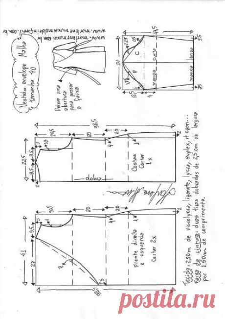Vestido envelope para malha | DIY - molde, corte e costura - Marlene Mukai