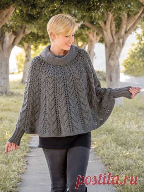 ANNIE'S SIGNATURE DESIGNS: Forevermore Poncho Knit Pattern Forevermore Poncho embraces a wishful idea to bask everlastingly in the delightful hues of autumn. This flowing poncho of mixed texture is knitted in the round, shaped by gradually expanding lace patterns, to create a luxurious and stylish classic. K...
