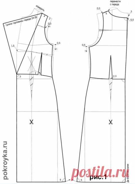 Построение выкройки платья с римскими складками (радиальной драпировкой).