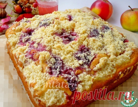 Яблочный пирог с вареньем и штрейзелем – кулинарный рецепт