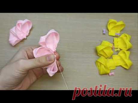 (114) Пышные и объёмные весенние бантики #diy #рукоделие #бантики - YouTube