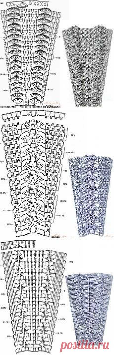 Узоры из японского журнала, рекомендуемые для расширения сверху вниз (для юбок, например). Подборка 3