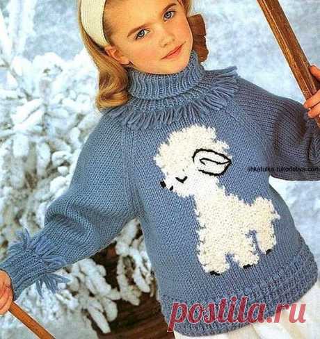 Пуловер спицами для девочки 5 лет. Вязание спицами для детей схемы бесплатно